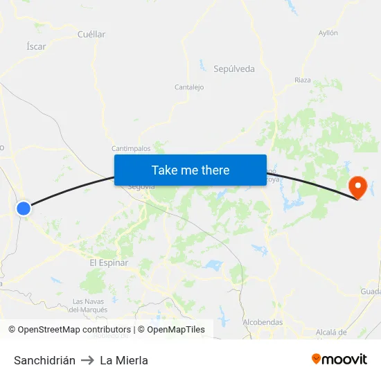 Sanchidrián to La Mierla map
