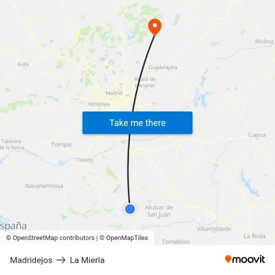 Madridejos to La Mierla map
