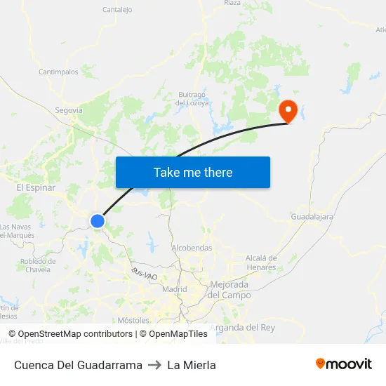Cuenca Del Guadarrama to La Mierla map