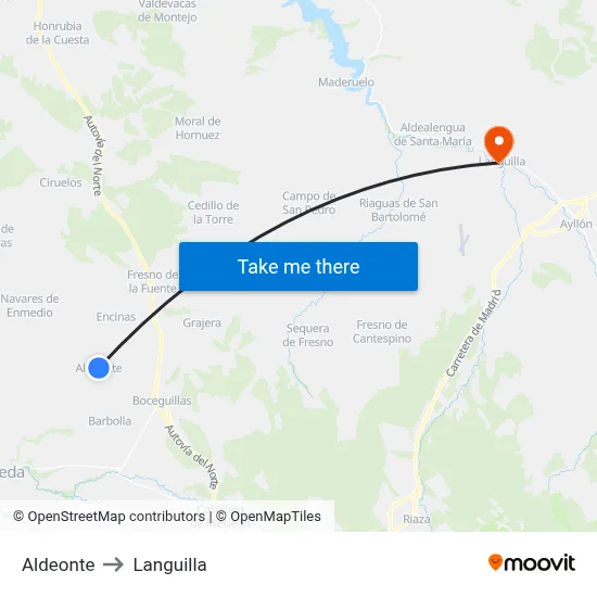 Aldeonte to Languilla map