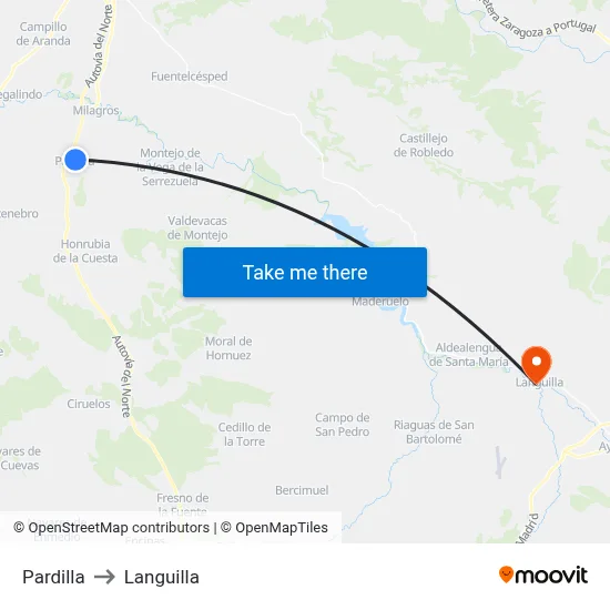Pardilla to Languilla map