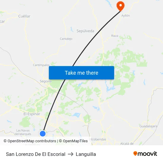 San Lorenzo De El Escorial to Languilla map