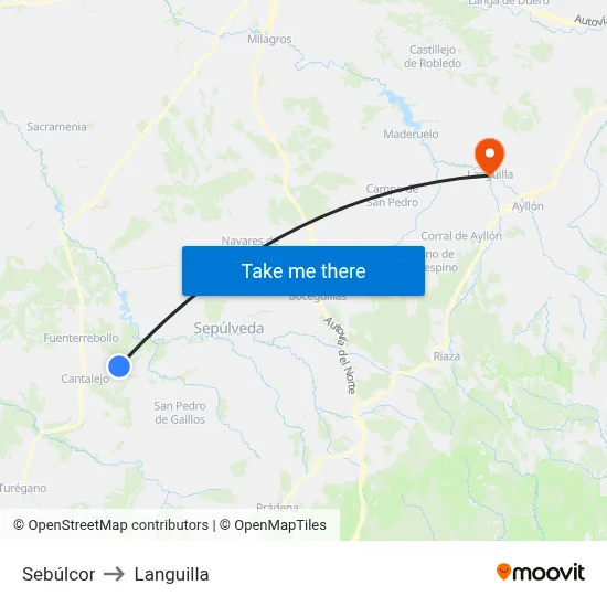 Sebúlcor to Languilla map