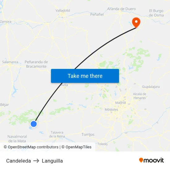 Candeleda to Languilla map