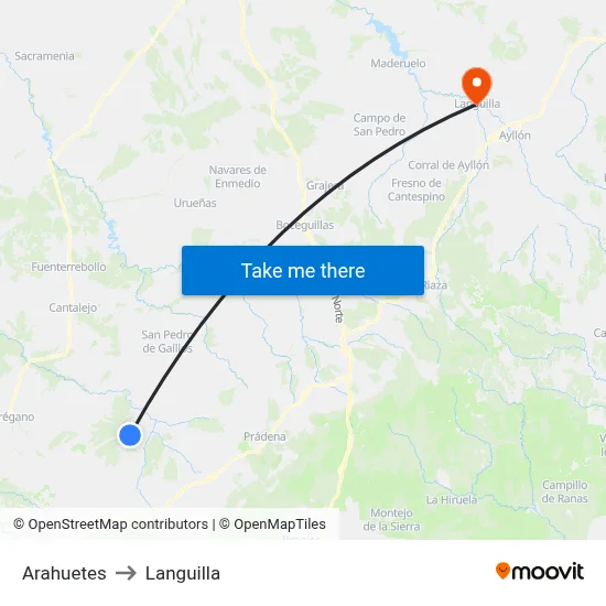 Arahuetes to Languilla map