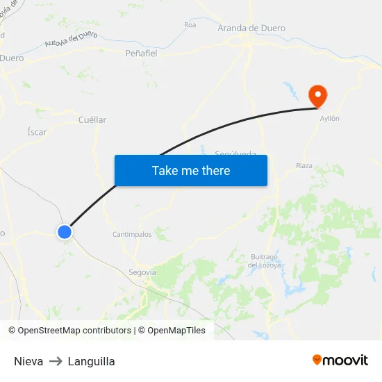 Nieva to Languilla map