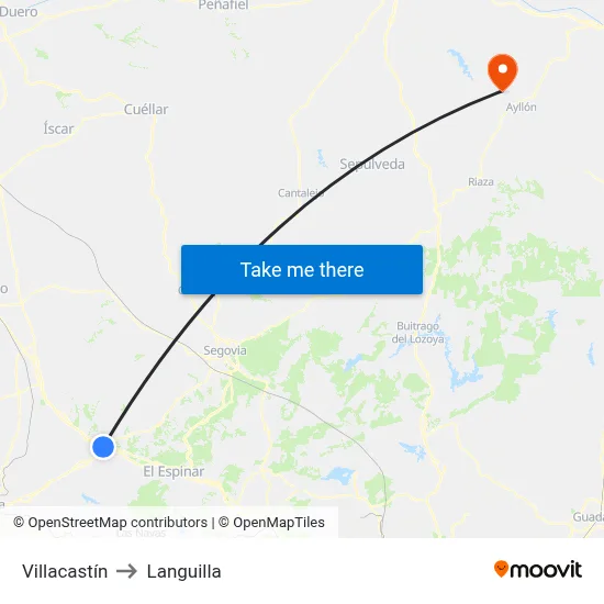 Villacastín to Languilla map