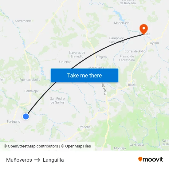 Muñoveros to Languilla map