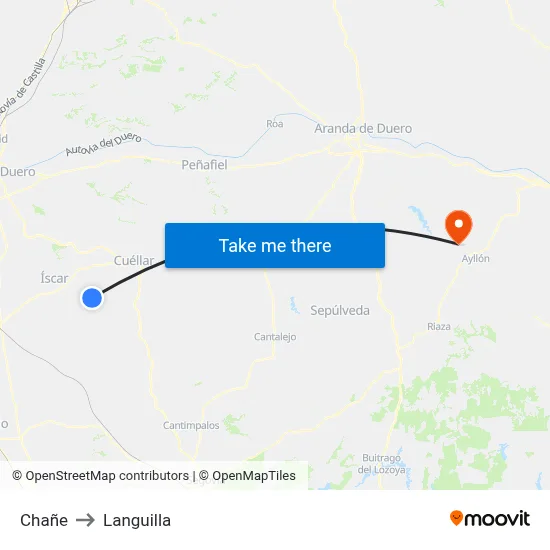 Chañe to Languilla map