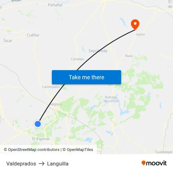Valdeprados to Languilla map