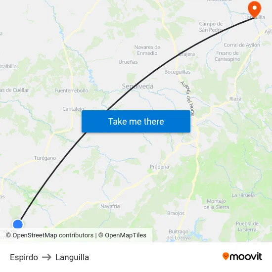 Espirdo to Languilla map