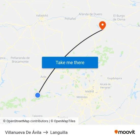 Villanueva De Ávila to Languilla map