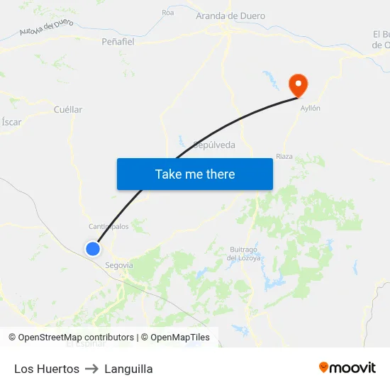 Los Huertos to Languilla map