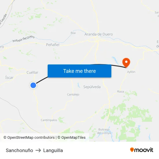 Sanchonuño to Languilla map