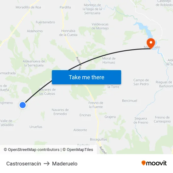 Castroserracín to Maderuelo map