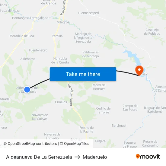 Aldeanueva De La Serrezuela to Maderuelo map