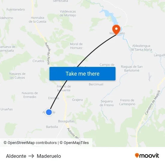 Aldeonte to Maderuelo map