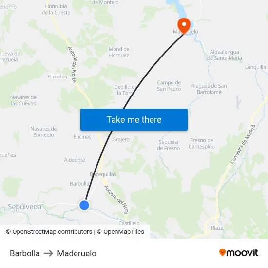 Barbolla to Maderuelo map