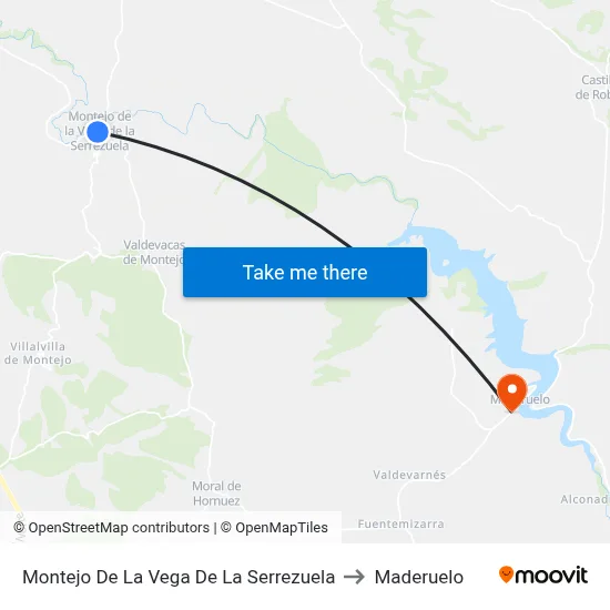 Montejo De La Vega De La Serrezuela to Maderuelo map
