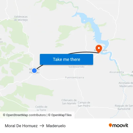 Moral De Hornuez to Maderuelo map