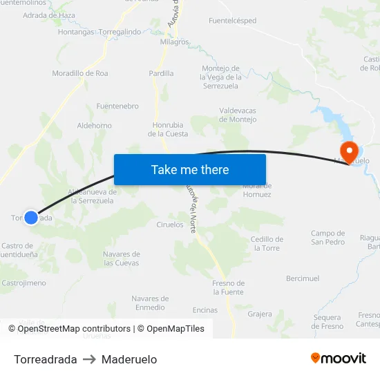 Torreadrada to Maderuelo map