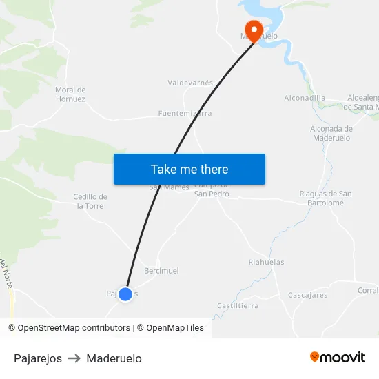 Pajarejos to Maderuelo map