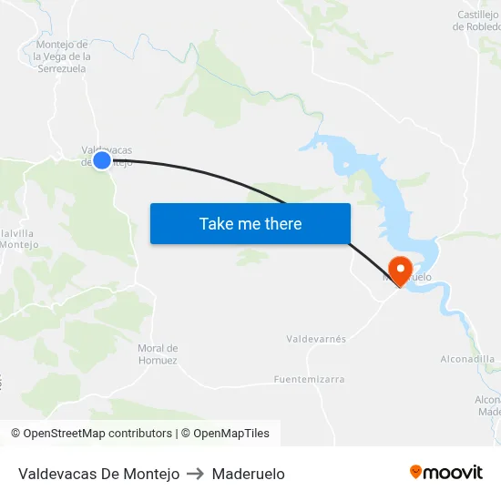Valdevacas De Montejo to Maderuelo map