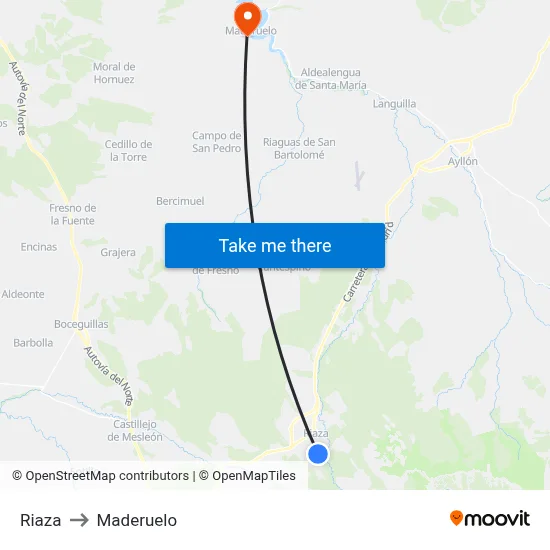 Riaza to Maderuelo map