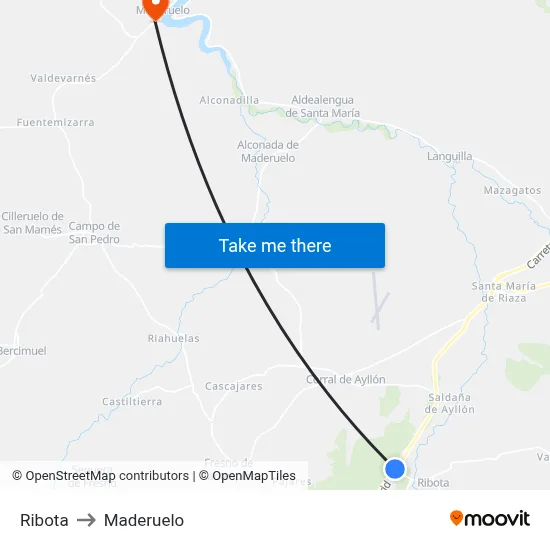 Ribota to Maderuelo map
