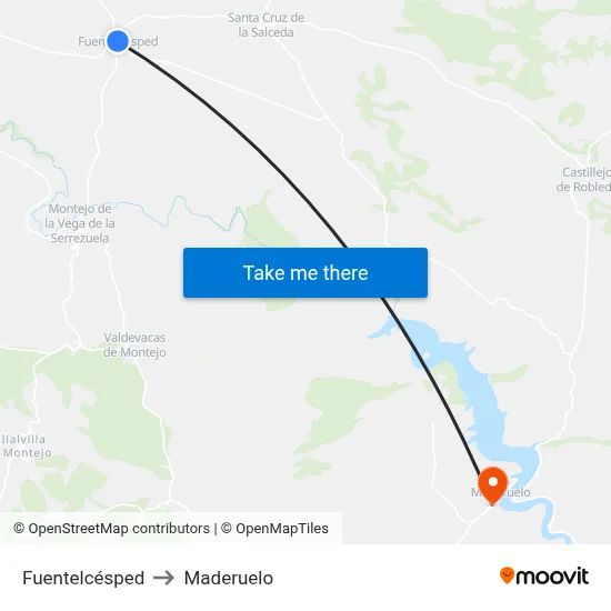 Fuentelcésped to Maderuelo map