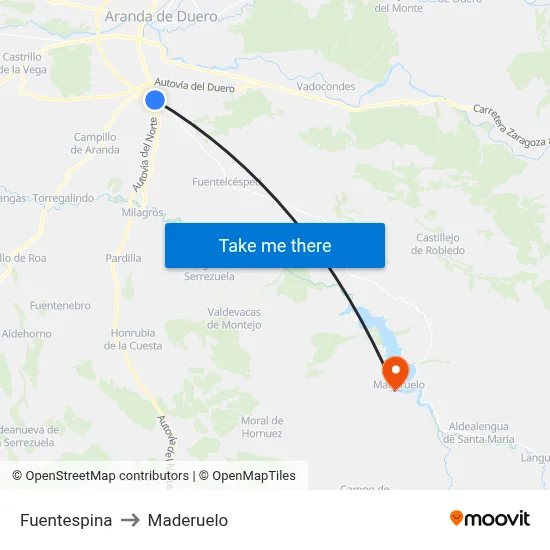 Fuentespina to Maderuelo map