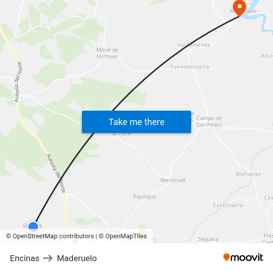 Encinas to Maderuelo map