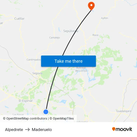 Alpedrete to Maderuelo map