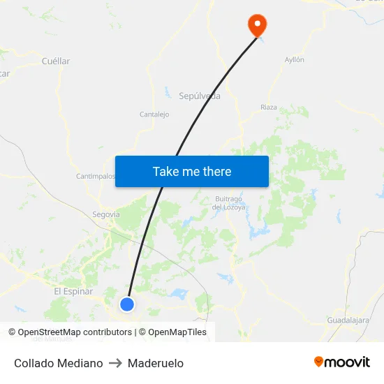 Collado Mediano to Maderuelo map