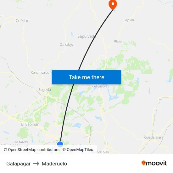 Galapagar to Maderuelo map