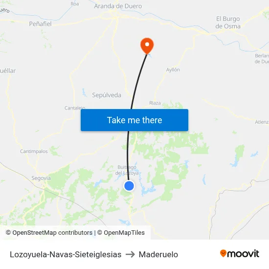 Lozoyuela-Navas-Sieteiglesias to Maderuelo map