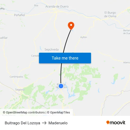 Buitrago Del Lozoya to Maderuelo map