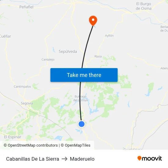 Cabanillas De La Sierra to Maderuelo map