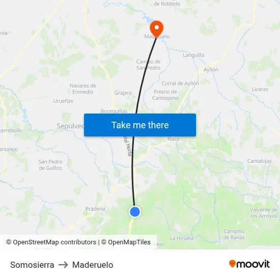 Somosierra to Maderuelo map