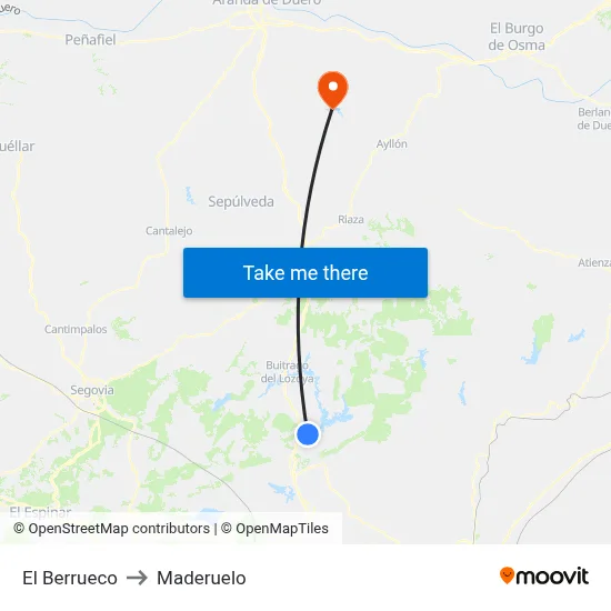 El Berrueco to Maderuelo map