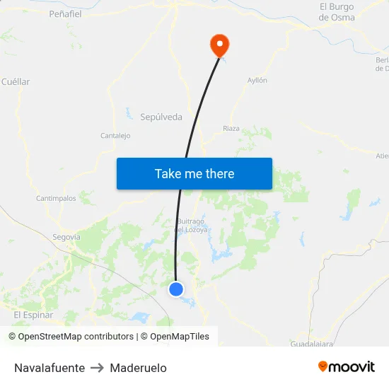 Navalafuente to Maderuelo map