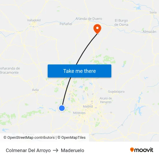 Colmenar Del Arroyo to Maderuelo map