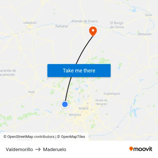 Valdemorillo to Maderuelo map