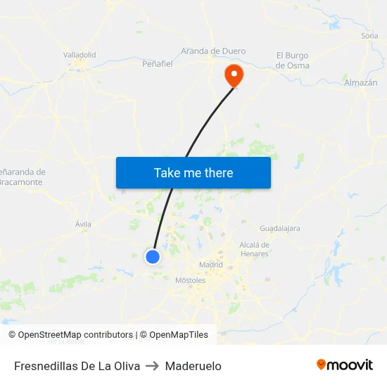 Fresnedillas De La Oliva to Maderuelo map
