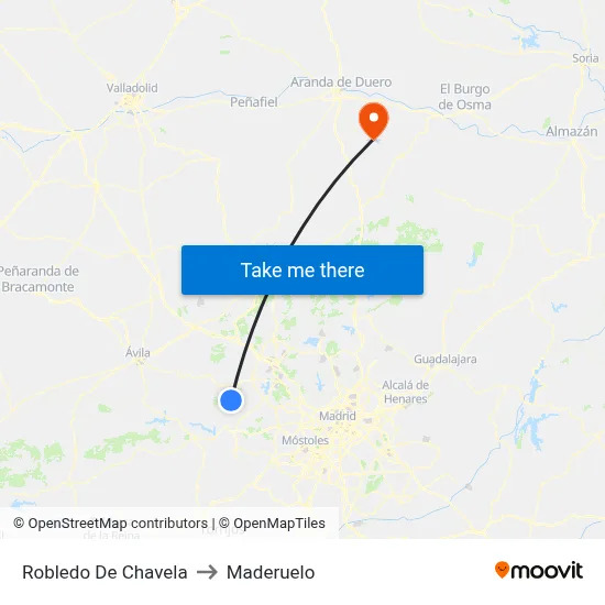 Robledo De Chavela to Maderuelo map