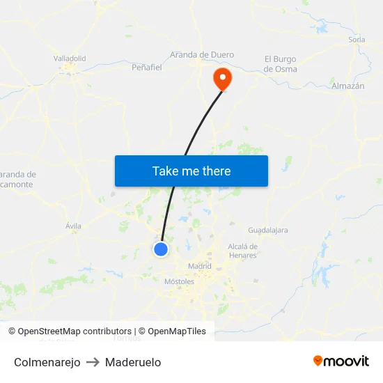 Colmenarejo to Maderuelo map