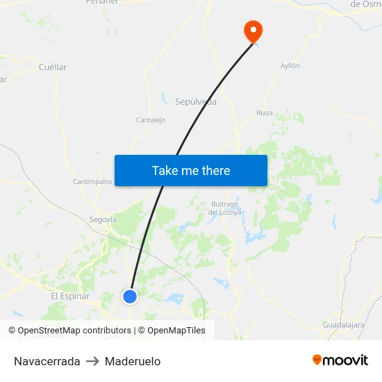 Navacerrada to Maderuelo map