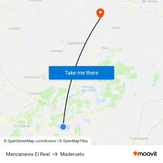 Manzanares El Real to Maderuelo map