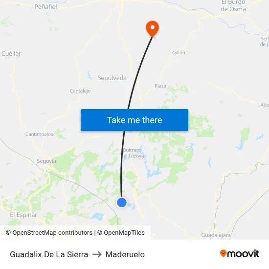 Guadalix De La Sierra to Maderuelo map