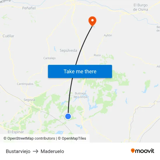 Bustarviejo to Maderuelo map